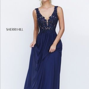 Sherri Hill Formal Dress Navy 50255